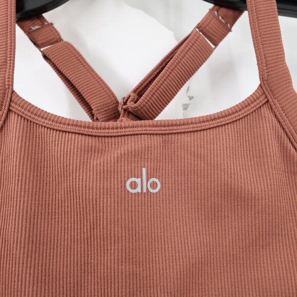 ALO Yoga Top Womens Small Seamless Ribbed Favorite Bra Tank gym running - Picture 2 of 9
